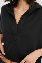 Chic Relaxed Solid V-Neck Hoodie image 18