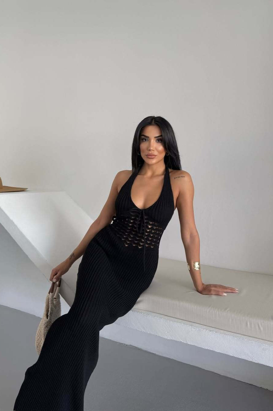 Sheer Halter Backless Maxi Dress image 4