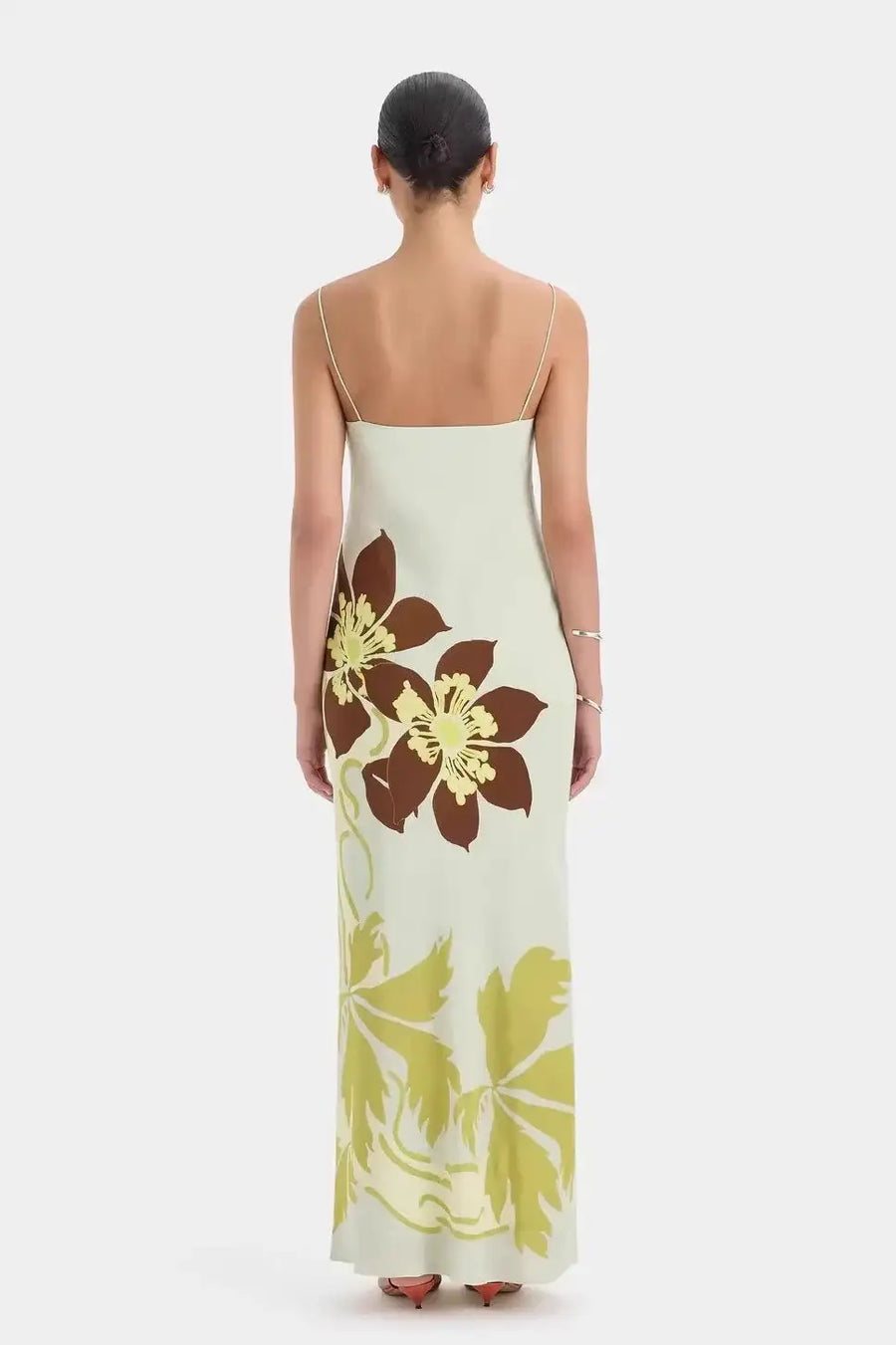 Elegant Floral Cami Tie Waist Bodycon Midi Dress image 2