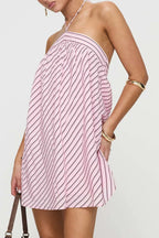 Striped Halter Backless Chic Mini Dress image 4