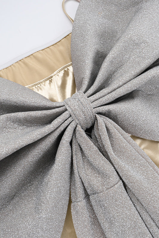 Silk Gloss Strapless Bowknot Bodycon Party Dress image 7