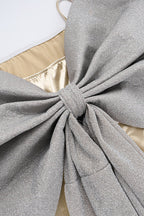Silk Gloss Strapless Bowknot Bodycon Party Dress image 7