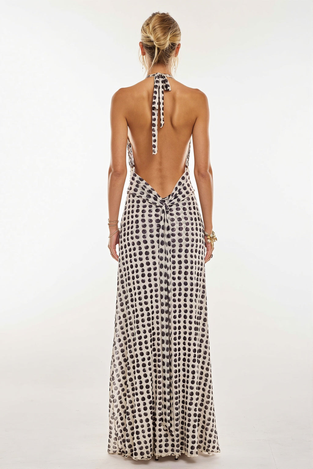 Halter Backless Printed Slim Maxi Dress image 6