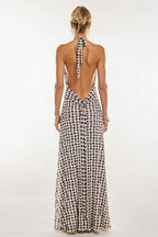 Halter Backless Printed Slim Maxi Dress image 6