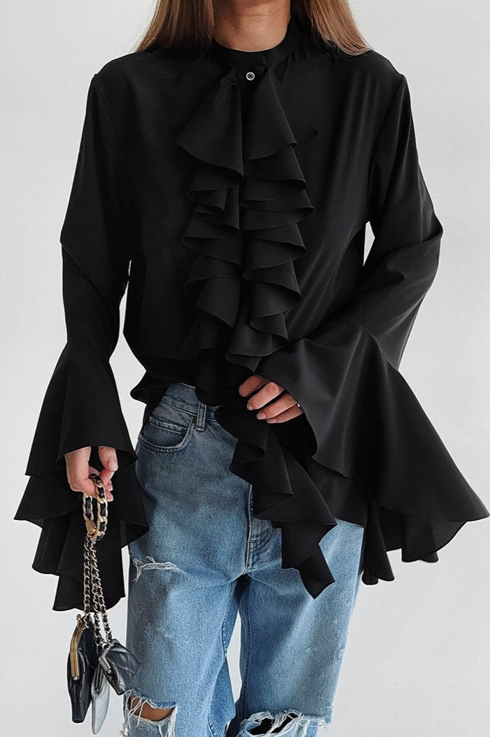 Elegant Ruffle Trim Button Blouse image 12