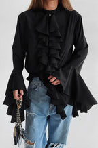 Elegant Ruffle Trim Button Blouse image 12