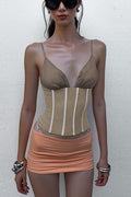 Sexy Deep V Mesh Bone Cami Top image 1