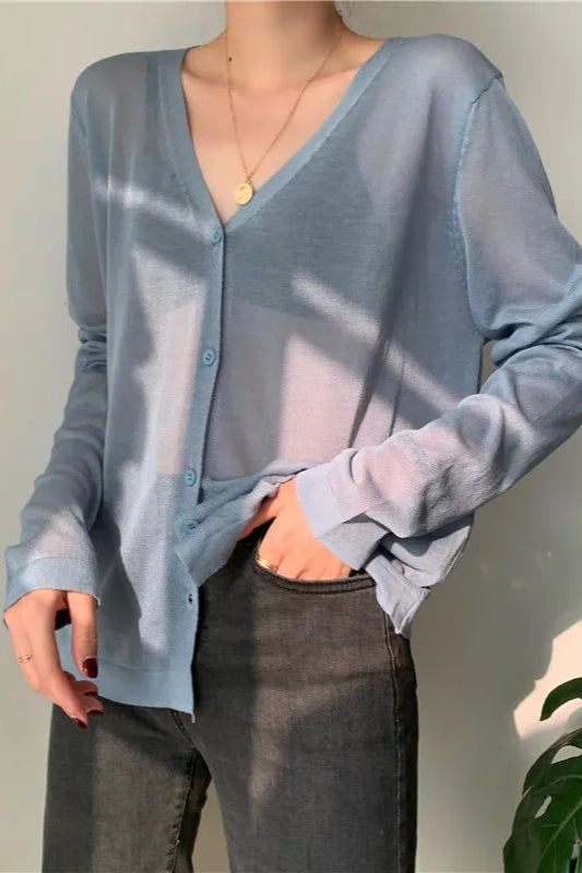V-Neck Lightweight Knit Cardigan image 3