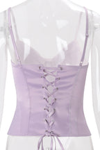 Button Detail Lace Satin Slim Cami Top image 6