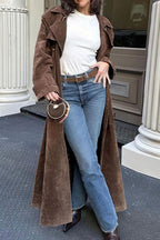 Double Breasted Tie Waist Long Elegant  Overcoat image 1