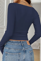 Lace Button Detail V-Neck Knit Top image 10