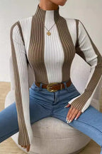 Classic Black White Vertical Stripe Knit Top image 2