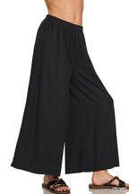 Faye Linen Trousers detail view styled for Avrienne