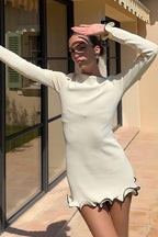 Elegant Round Neck Ruffle Cocktail Dress image 5