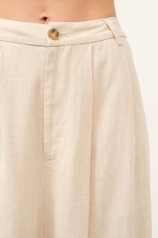 Joelle Linen Trousers detail view styled for Avrienne