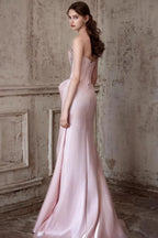 Pink Strapless Elegant Waist Slimming Prom Dress image 6