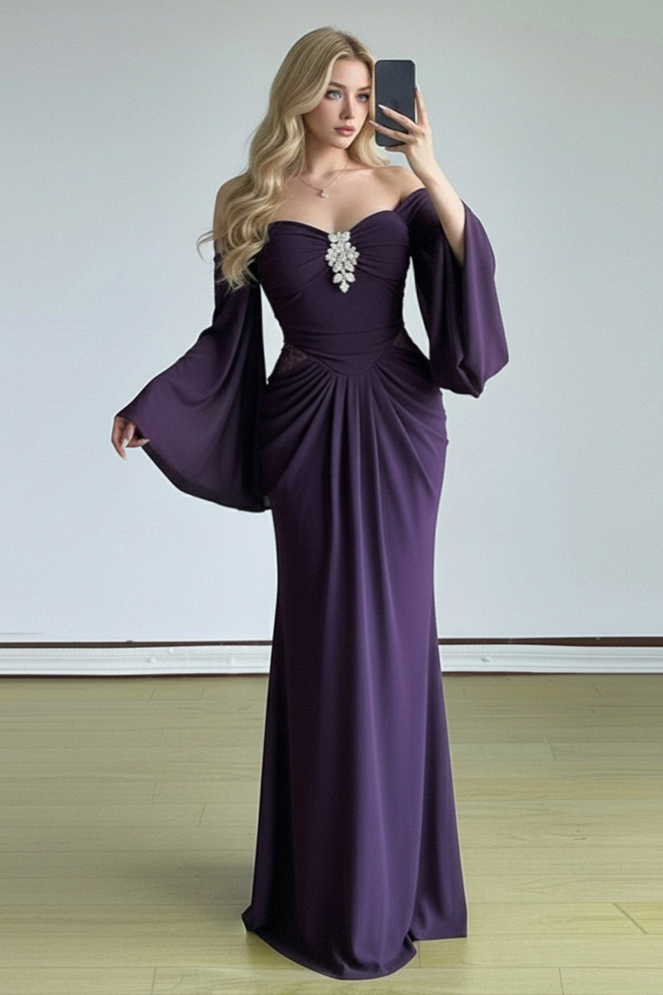 Bell Sleeve Tube Bodycon Prom Dress image 1