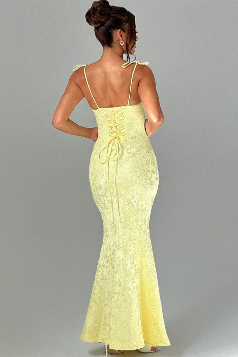 Solid Sash Backless Mermaid Formal Dress image 3