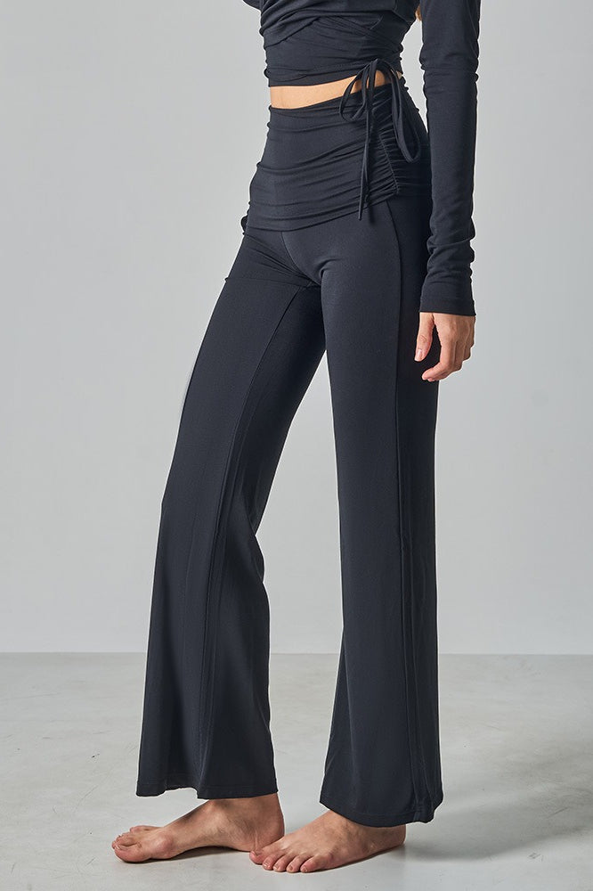 Solid Fitted Foldover Soft Pants image 12