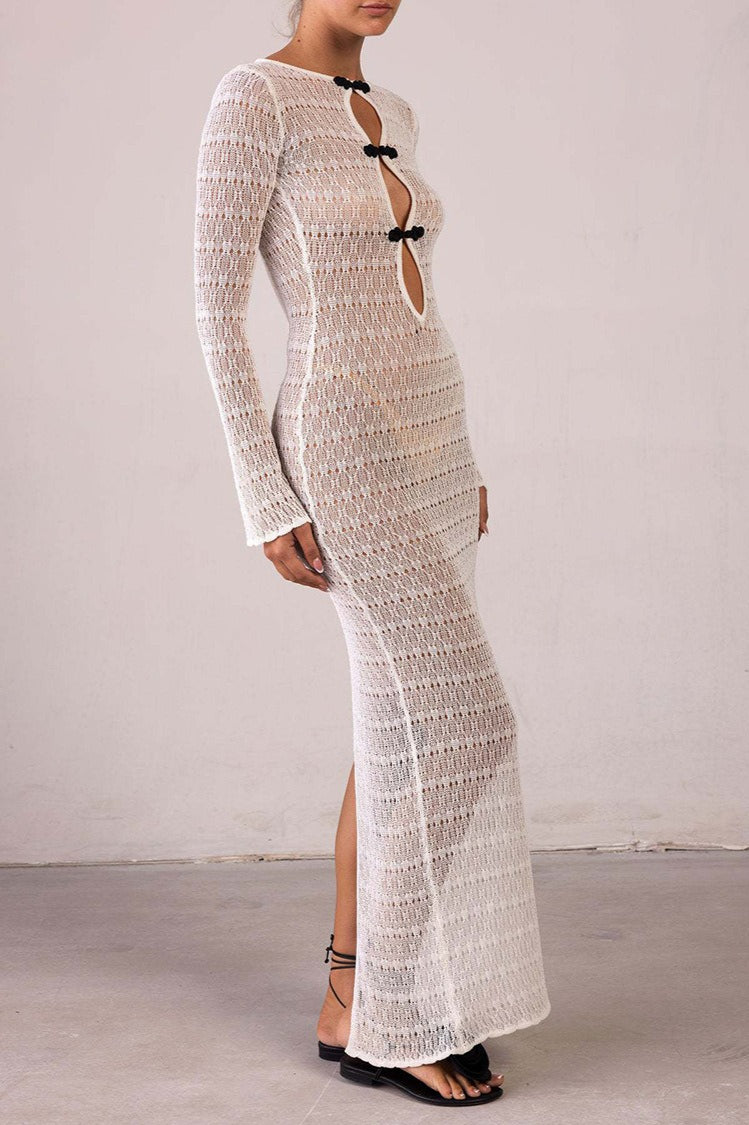 Sexy Backless Bohemian Knit Maxi Dress image 2