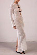 Sexy Backless Bohemian Knit Maxi Dress image 2