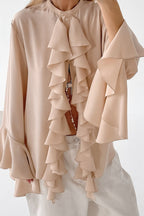 Elegant Ruffle Trim Button Blouse image 8