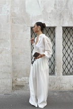 Vintage High-End Collared Loose Fit White Blouse image 4