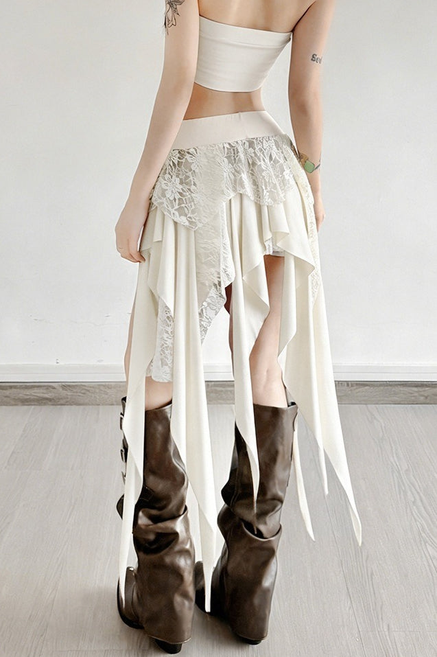 Chic Color Block Drape Tie Asymmetric Skirt image 3
