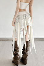Chic Color Block Drape Tie Asymmetric Skirt image 3