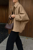 Solid Wool Notch Collar Bell Sleeve Coat image 4