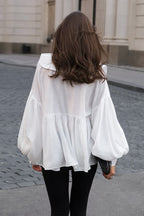 Vintage Baby Collar Pleated Puff Sleeve Blouse image 2