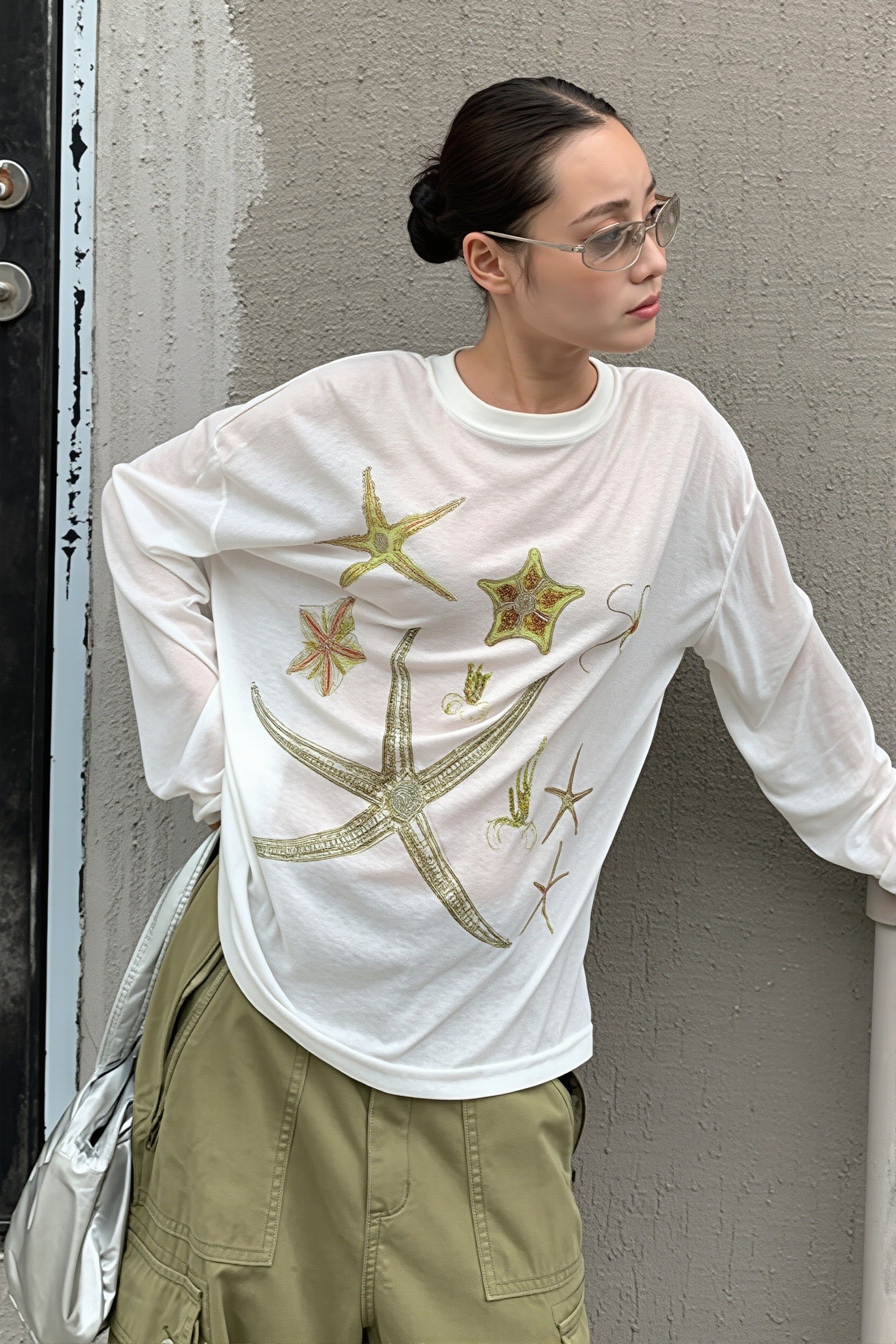 Casual Starfish Sheer Long Sleeve T-shirt image 3