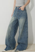 High Waist Loose Wide Leg Sickle Jeans image 1
