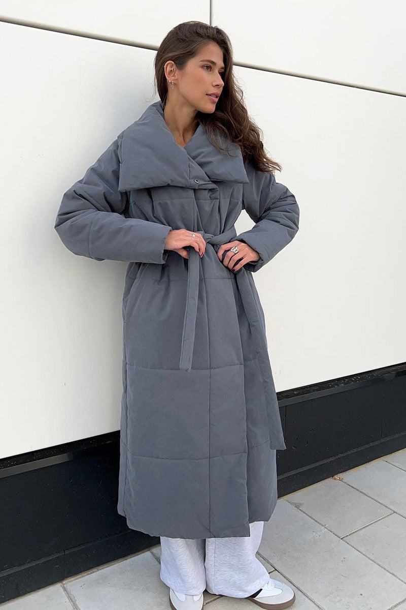 Long Stand Collar Relaxed Quilted Puffer Jacket image 32