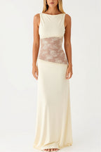 Sexy Lace Satin Backless Maxi Dress image 7