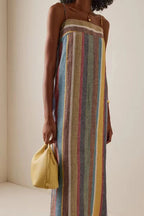 Striped Printed Strap Boho Dress image 8