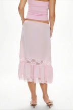 Lace Trim Ruffled Patchwork Casual Skirt image 3