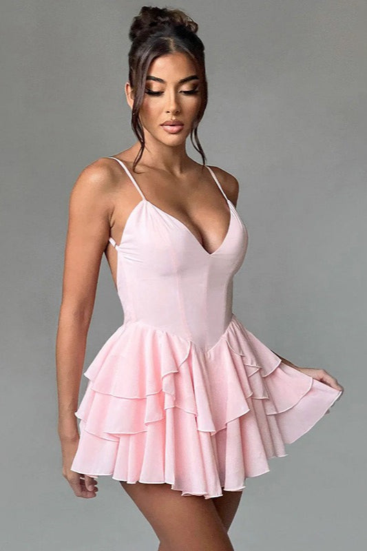Spaghetti Strap Ruffle Party Dress image 1
