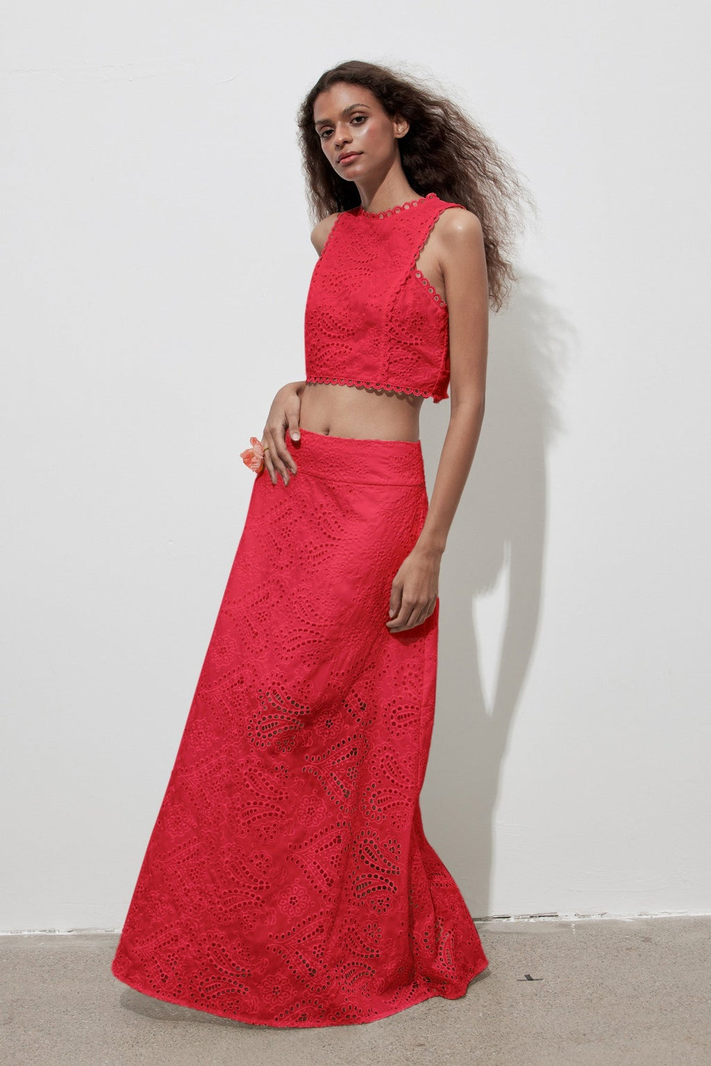 Cutout Allover Embroidered Maxi Skirt image 12