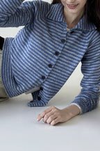Color Block Striped Fitted Wool Knit Cardigan image 3