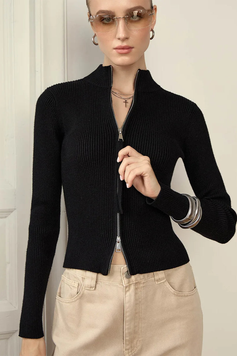Casual Zip Front Knit Cardigan image 9