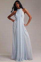 Elegant Halter Light Blue Maxi Party Dress image 2