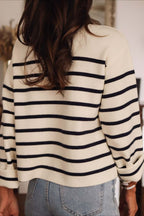 Stripe Button Long Sleeve Knit Blouse image 4