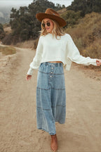 Layered Denim A-Line Skirt image 4