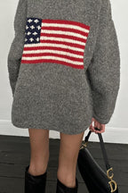 Chic Flag Graphic Knit Zippered Hoodie image 5