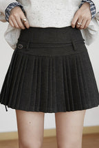 Solid Wool Pleated High Waist Skirt image 12