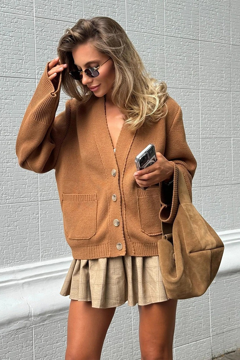 Vintage V Neck Loose Knit Cardigan Sweater image 8