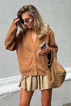 Vintage V Neck Loose Knit Cardigan Sweater image 8