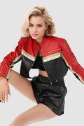 Cropped Moto Faux Leather Coat image 1
