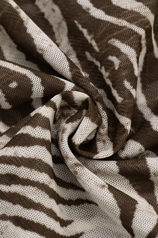 Zebra Print Mesh V Neck Cami Top image 6